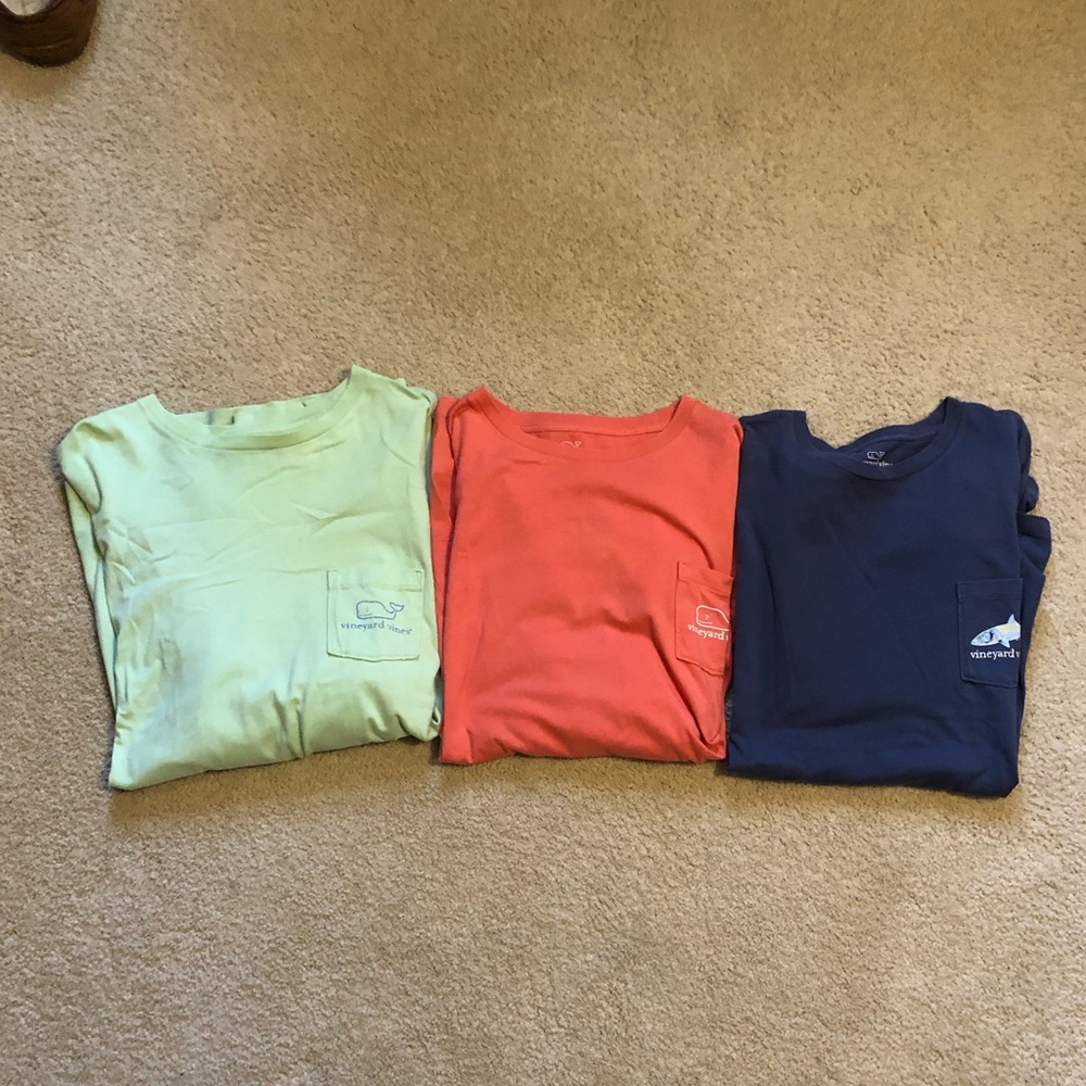 4 Vineyard Vines shirts Sz L (minor stains)